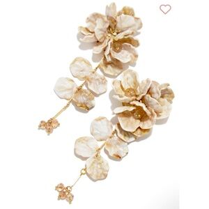 Miss Lola Statement Floral Dangle Earrings in Taupe